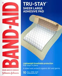 BAND-AID Tru-Stay All One Size Sheer Large Adhesive Pad 10 ea