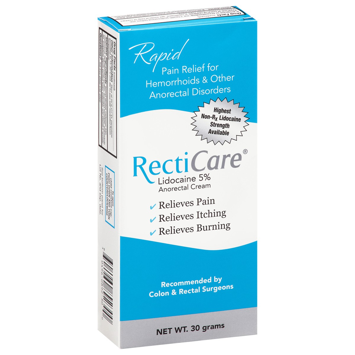 slide 7 of 9, Recticare Lidocaine 5% Anorectal Cream 30 g, 30 gal