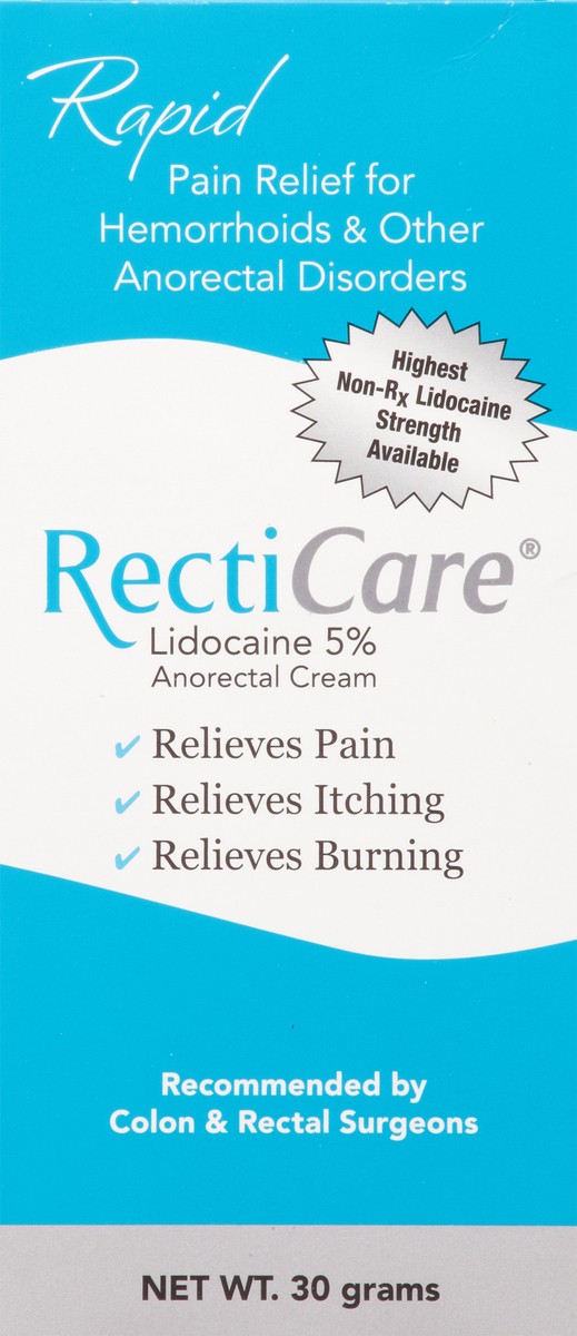 slide 1 of 9, Recticare Lidocaine 5% Anorectal Cream 30 g, 30 gal