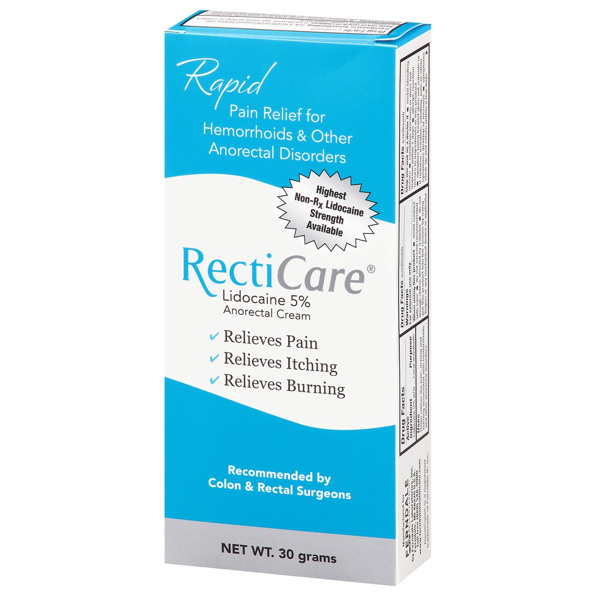 slide 2 of 9, Recticare Lidocaine 5% Anorectal Cream 30 g, 30 gal