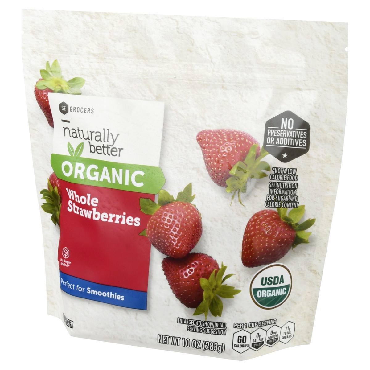 slide 4 of 9, SE Grocers Naturally Better Organic Whole Strawberries, 10 oz