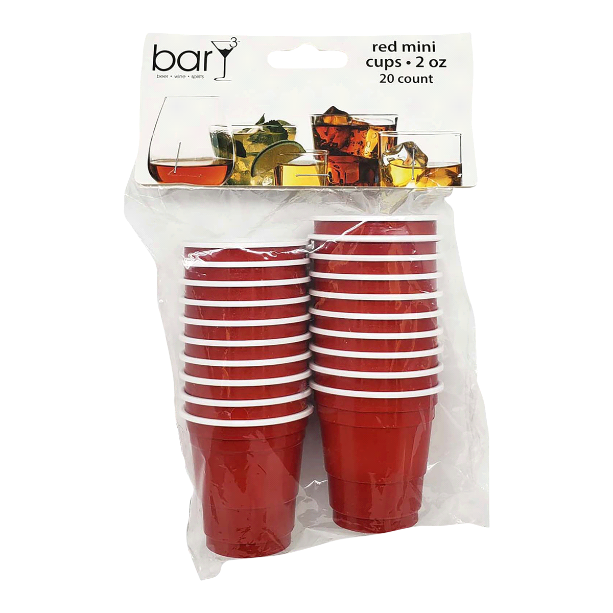 slide 1 of 5, BarY3 Mini Cups, Red, 2 oz, 20 ct