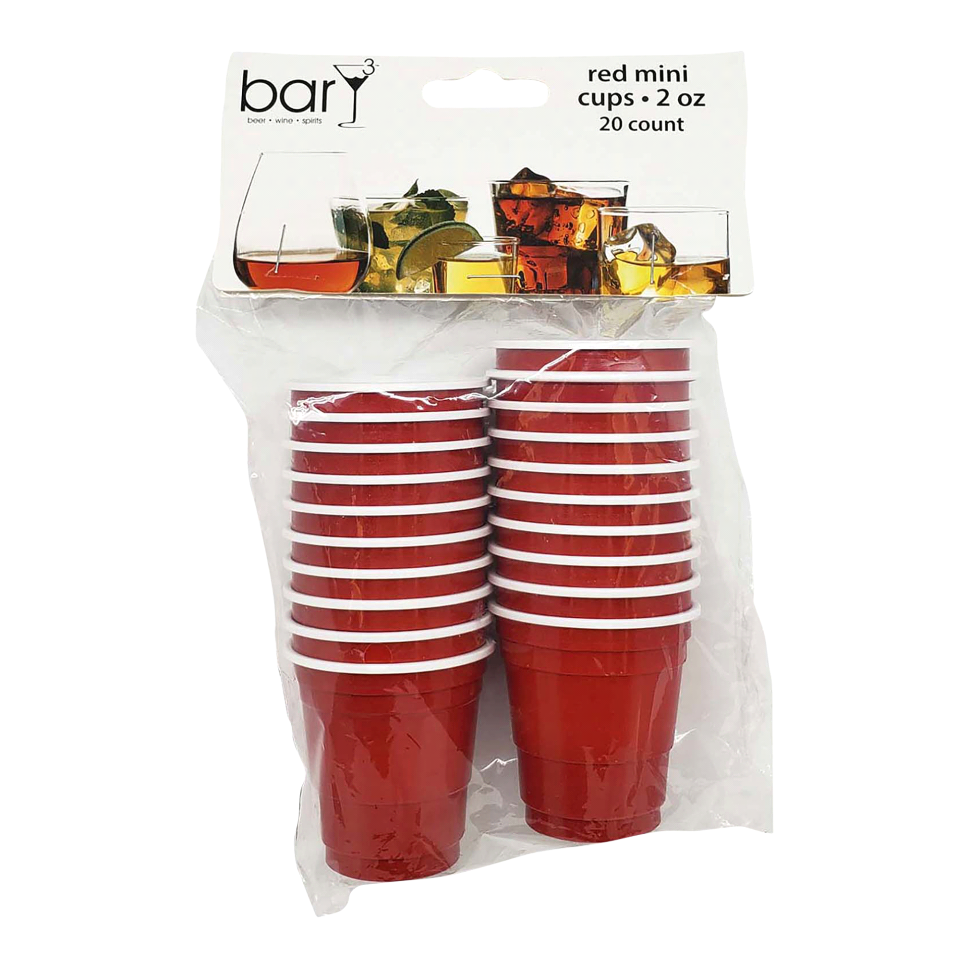 slide 1 of 1, barY3 Red Mini Cups, 20 ct; 2 oz