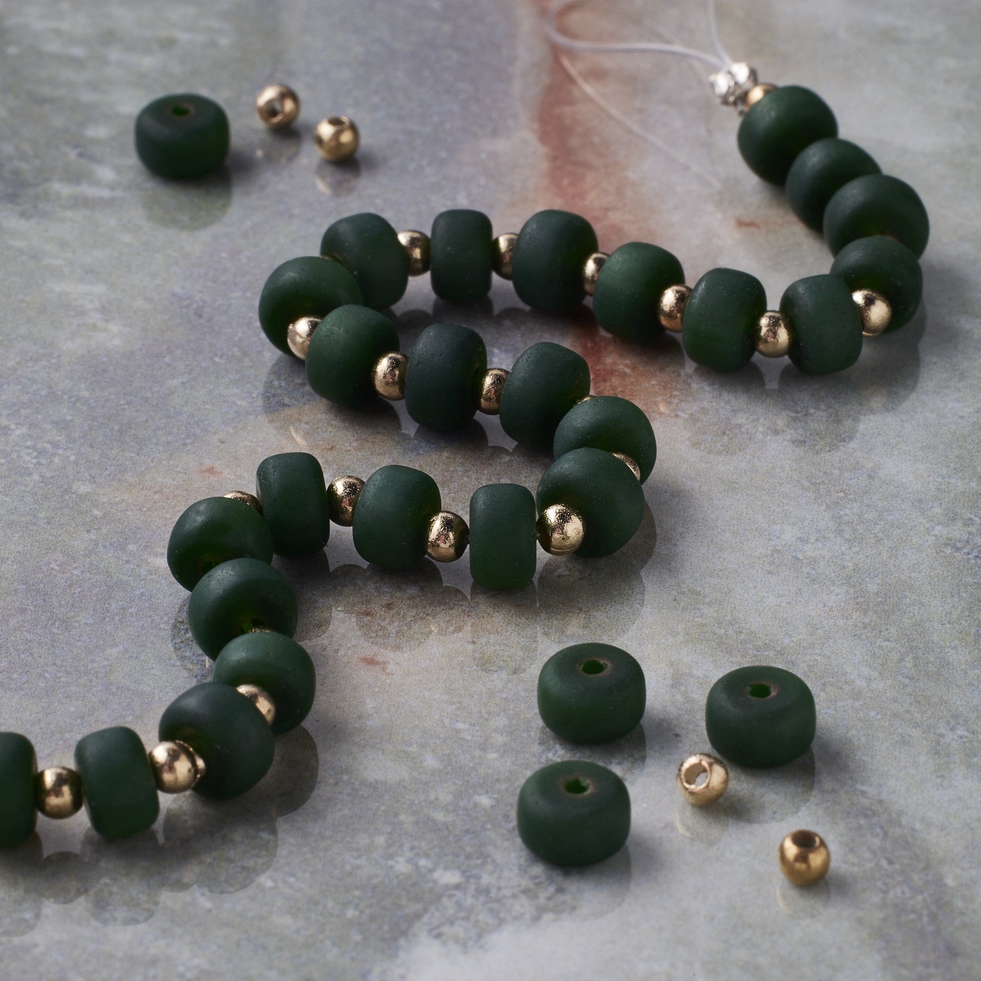 slide 3 of 3, Green Matte Glass Rondelle Beads, 5.5mm By Bead Landing, 5.5mm