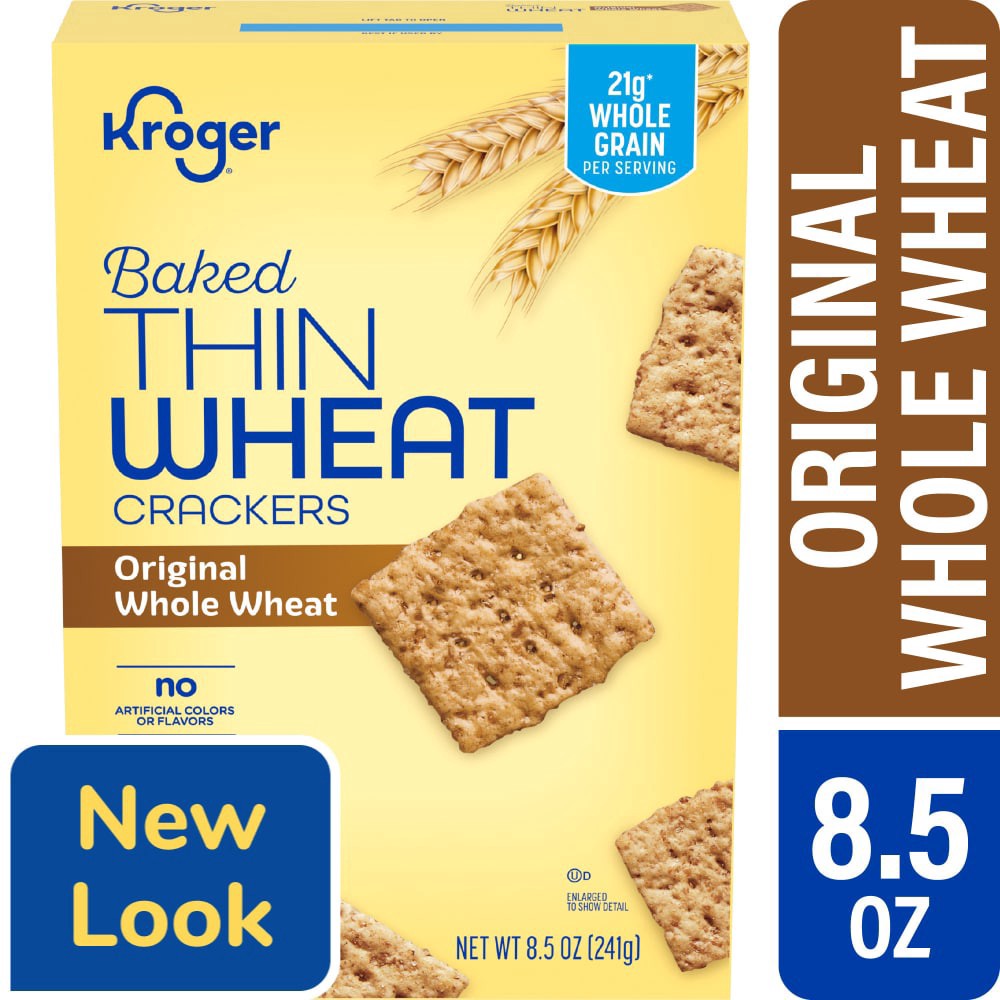 slide 1 of 4, Kroger Original Whole Wheat Crisp Crackers, 8.5 oz