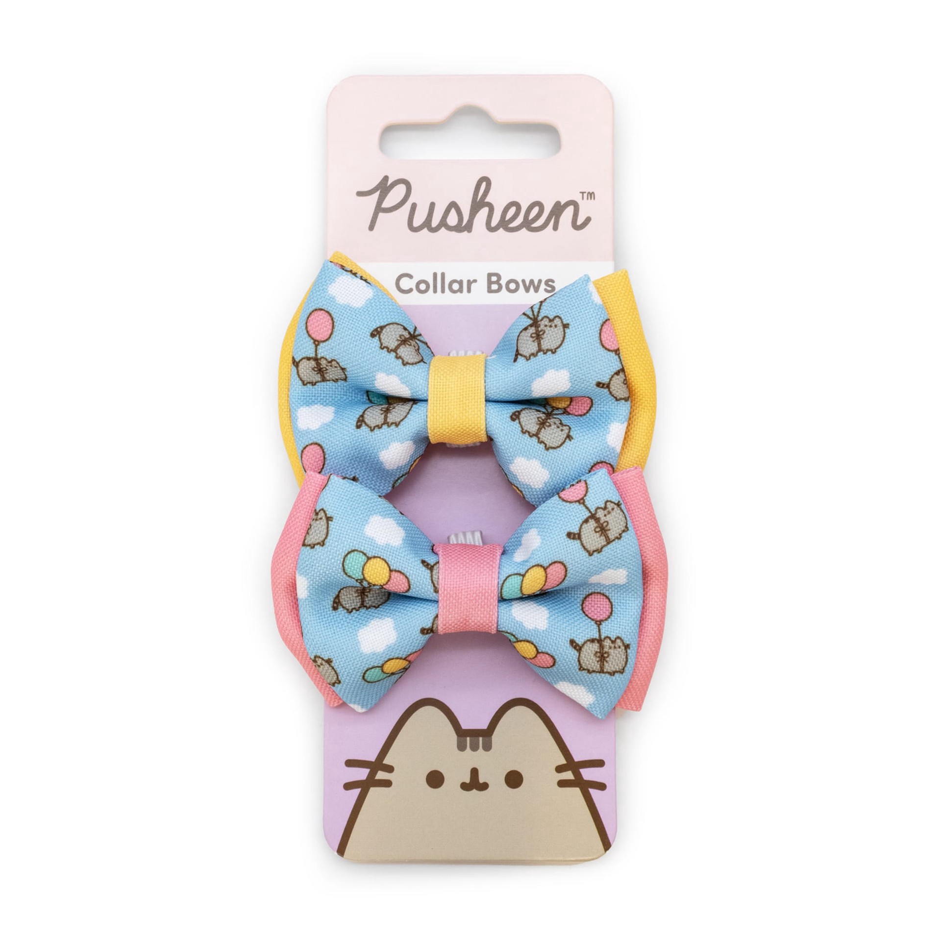 slide 1 of 1, Pusheen Yellow and Pink Balloon Cat Bows, 1 ct