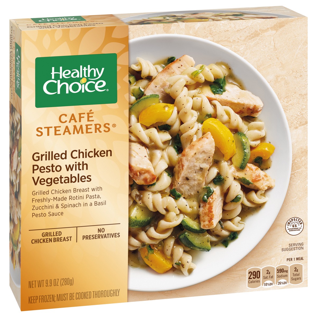 slide 3 of 9, Healthy Choice Cafe Steamers Chicken Pesto With Vegetables, 9.9 oz
