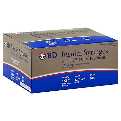 slide 1 of 1, Bd Ultra-fine Syringe 1/2cc - 100 CT, 100 ct