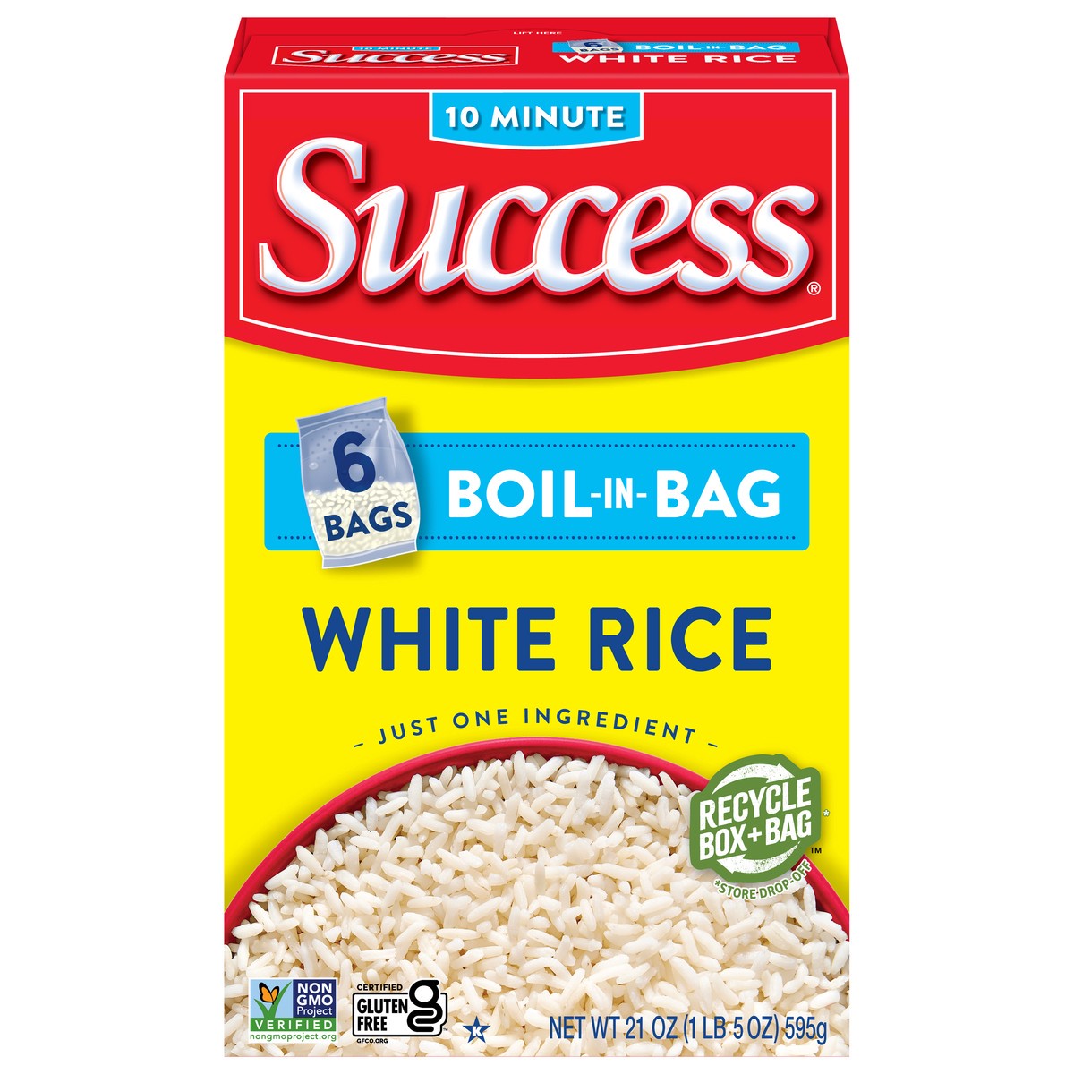 slide 1 of 7, Success White Rice, Boil-in-Bag, 6 ct