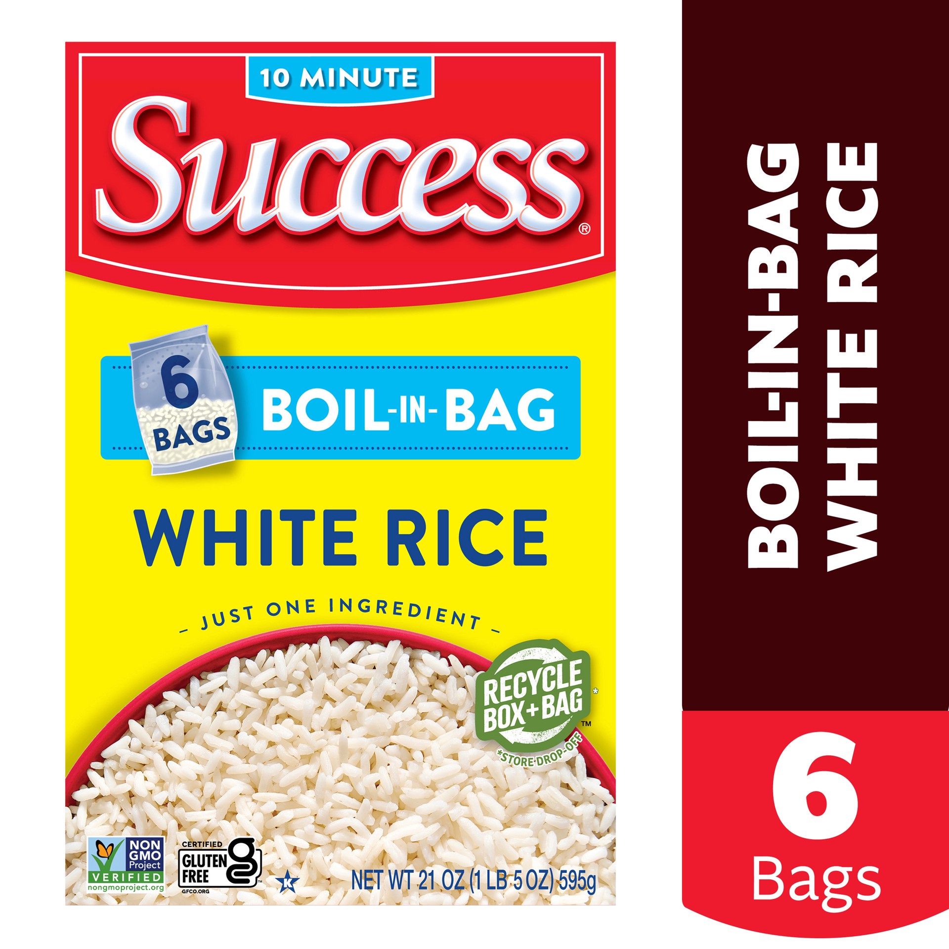 slide 1 of 7, Success White Rice, Boil-in-Bag, 6 ct