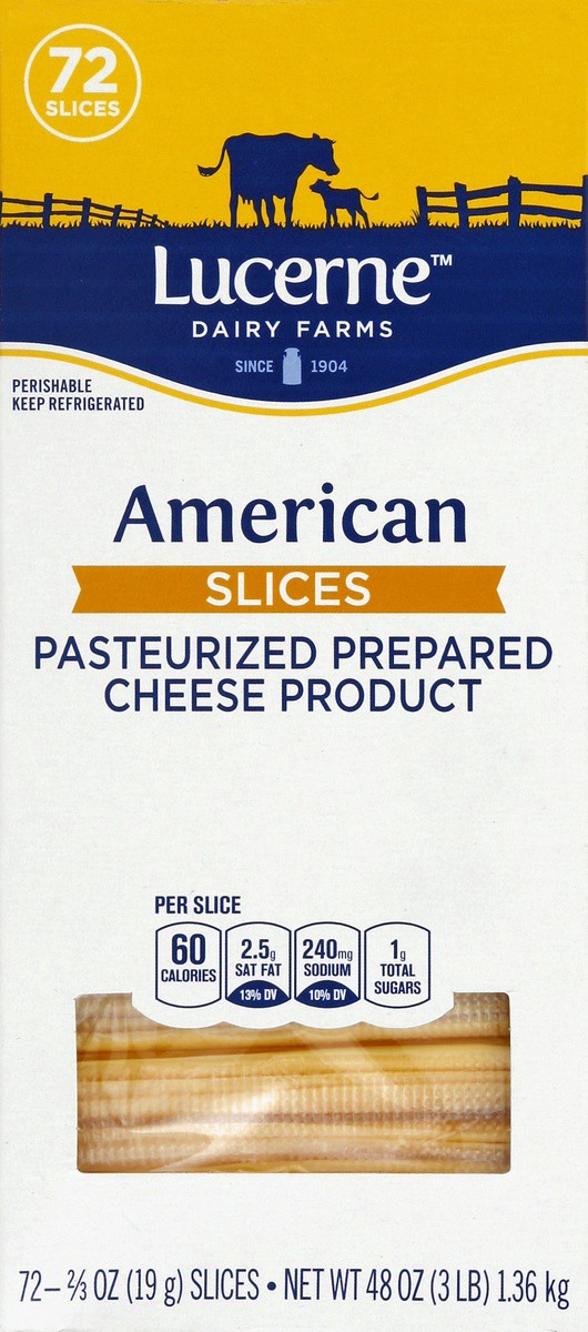 slide 4 of 4, Lucerne Dairy Farms Cheese Slices Pasteurized Prepared American, 72 ct; 0.67 oz