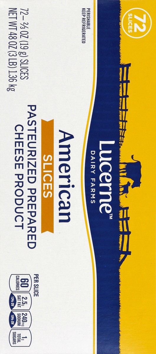 slide 2 of 4, Lucerne Dairy Farms Cheese Slices Pasteurized Prepared American, 72 ct; 0.67 oz