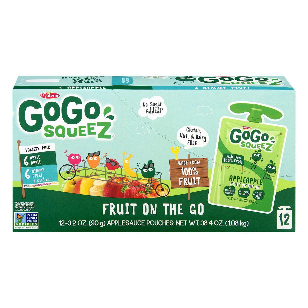 slide 1 of 9, GoGo squeeZ Apple & Gimme Five Snack Pouches Variety Pack, 12 ct; 3.2 oz