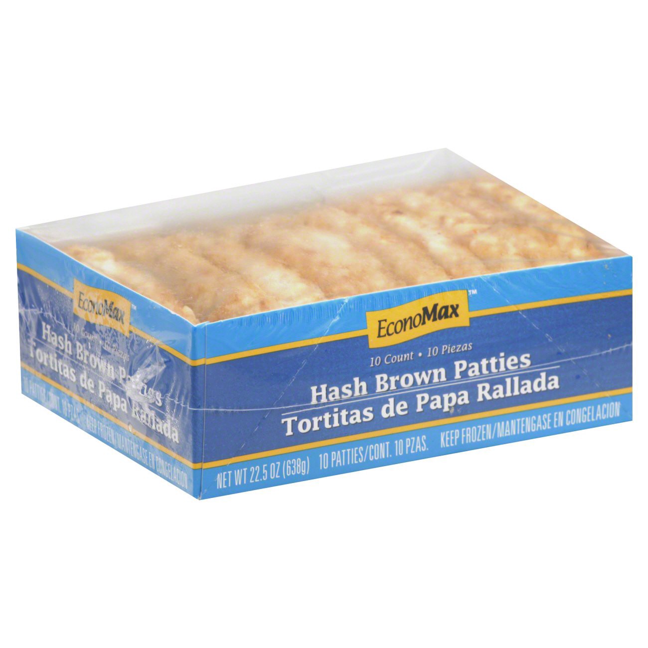 slide 1 of 1, EconoMax Hash Brown Patties, 10 ct