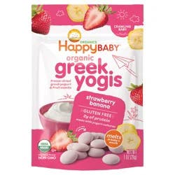Happy Baby Organics Organic Greek Yogis Freeze-Dried Greek Yogurt & Fruit Snacks Strawberry Banana 1 oz Bag UNIT