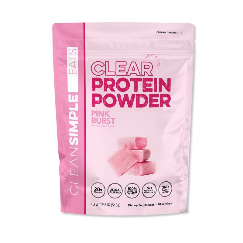 slide 3 of 8, Clean Simple Eats Clear Protein Pink Burst, 19.8 oz