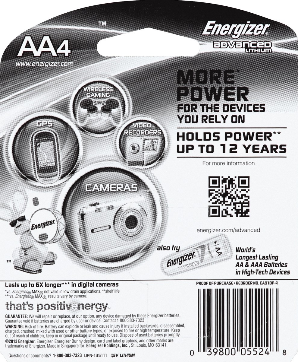 slide 3 of 3, Energizer Advanced Lithium Aa Batteries, 4 ct