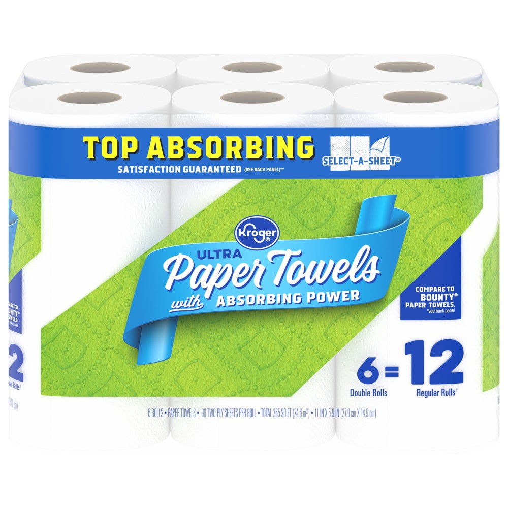 slide 2 of 2, Kroger Ultra Select-A-Sheet Double Roll Paper Towels, 6 ct