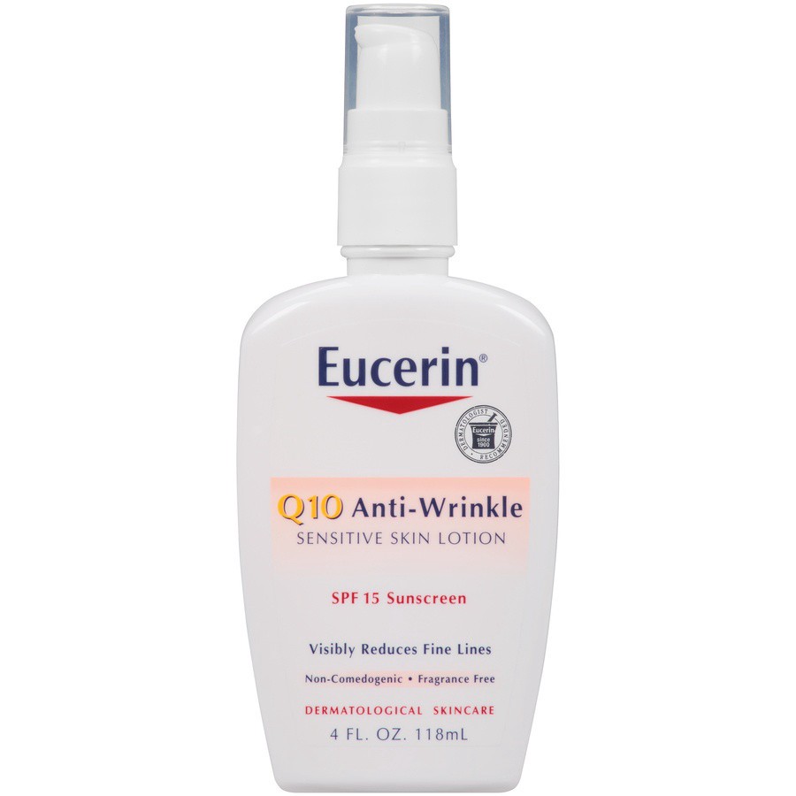 slide 2 of 7, Eucerin Sensitive Skin Q10 Anti-Wrinkle Lotion, 4 oz