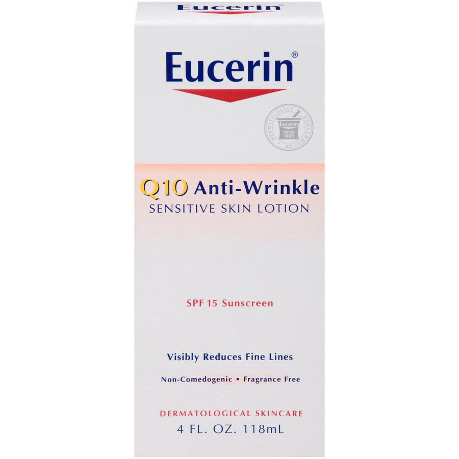 slide 1 of 7, Eucerin Sensitive Skin Q10 Anti-Wrinkle Lotion, 4 oz