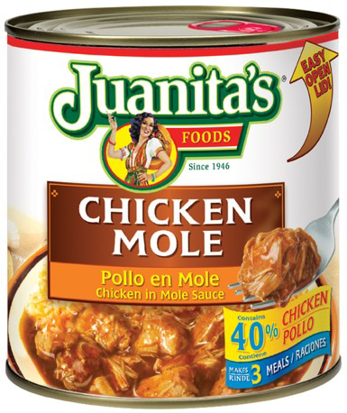 slide 1 of 1, Juanita's Foods Chicken Mole In Sauce, 25 oz