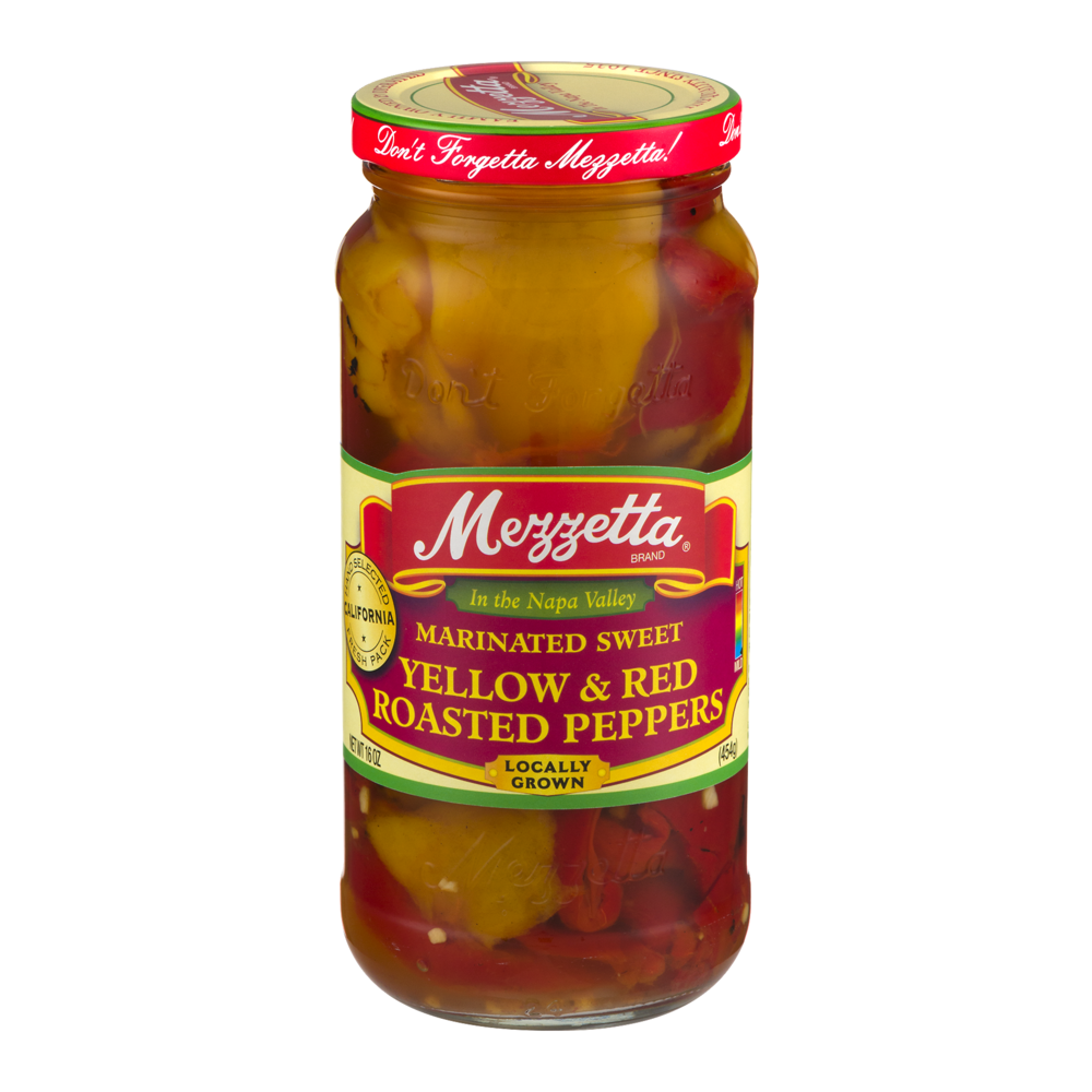 slide 1 of 2, Mezzetta Marinated Sweet Yellow & Red Roasted Peppers, 16 oz