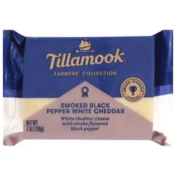 Tillamook Farmers' Collection Smoked Black Pepper White Cheddar Cheese Block, 7 oz