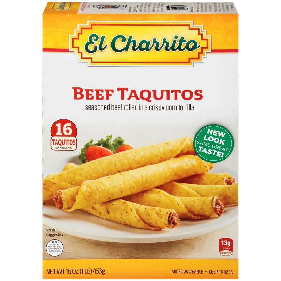 slide 1 of 1, El Charrito Beef Taquitos, 18 oz