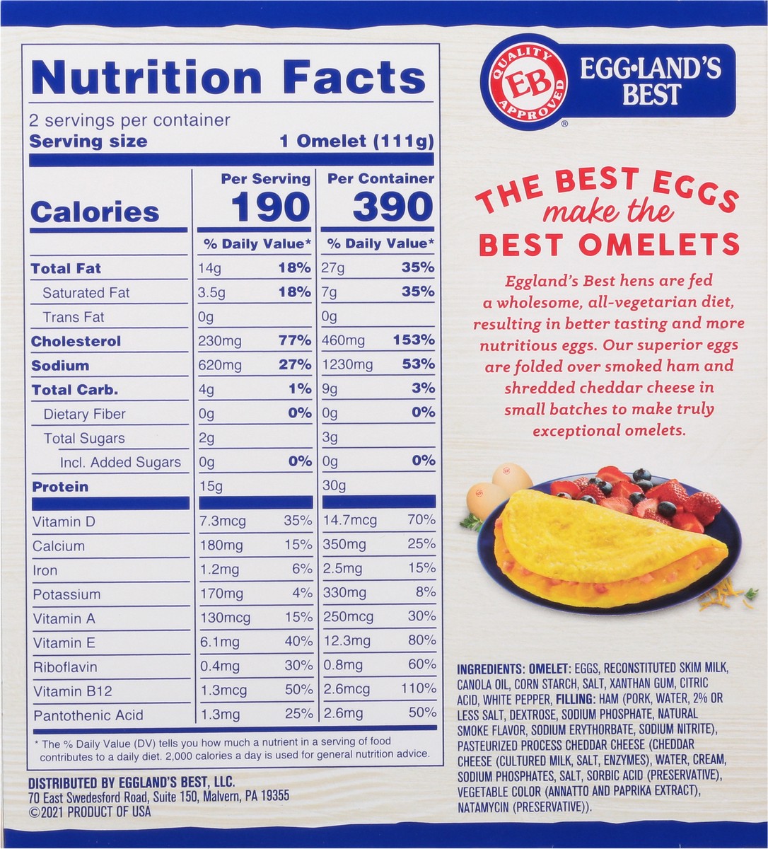 slide 9 of 9, Egglands Best Eggland's Best Ham & Cheese Frozen Omelet, 7.8 oz