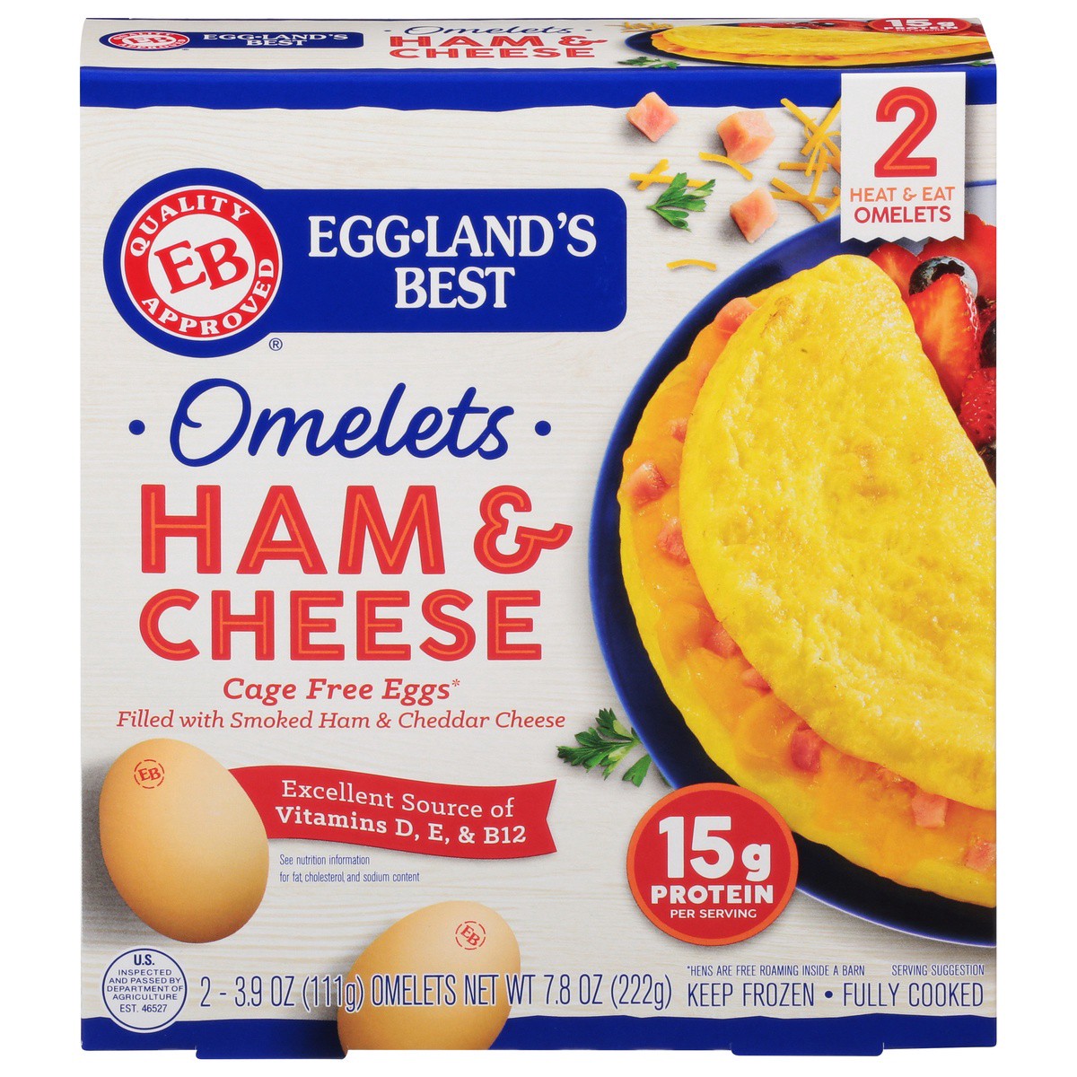 slide 1 of 9, Egglands Best Eggland's Best Ham & Cheese Frozen Omelet, 7.8 oz