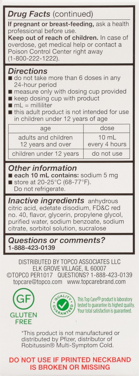 slide 3 of 14, TopCare Health Non-Drowsy Peak Cold Cherry Flavor Tussin CF 8 fl oz, 8 fl oz