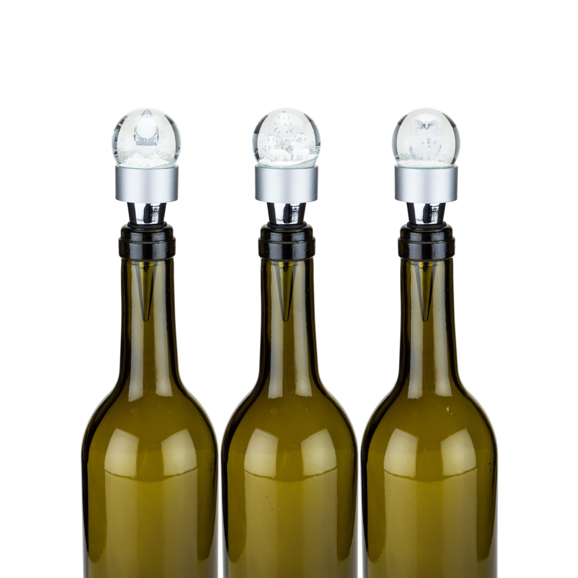 slide 3 of 3, true Flurry Assorted Snow Globe Bottle Stoppers by True, 1 ct