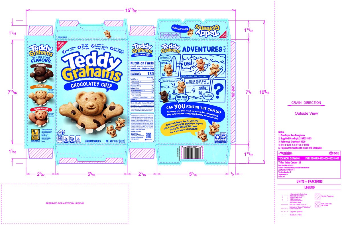 slide 14 of 14, TEDDY GRAHAMS Chocolatey Chip Graham Snacks, Kids Snacks, 10 oz, 10 oz