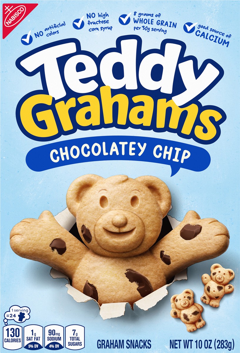 slide 9 of 14, TEDDY GRAHAMS Chocolatey Chip Graham Snacks, Kids Snacks, 10 oz, 10 oz