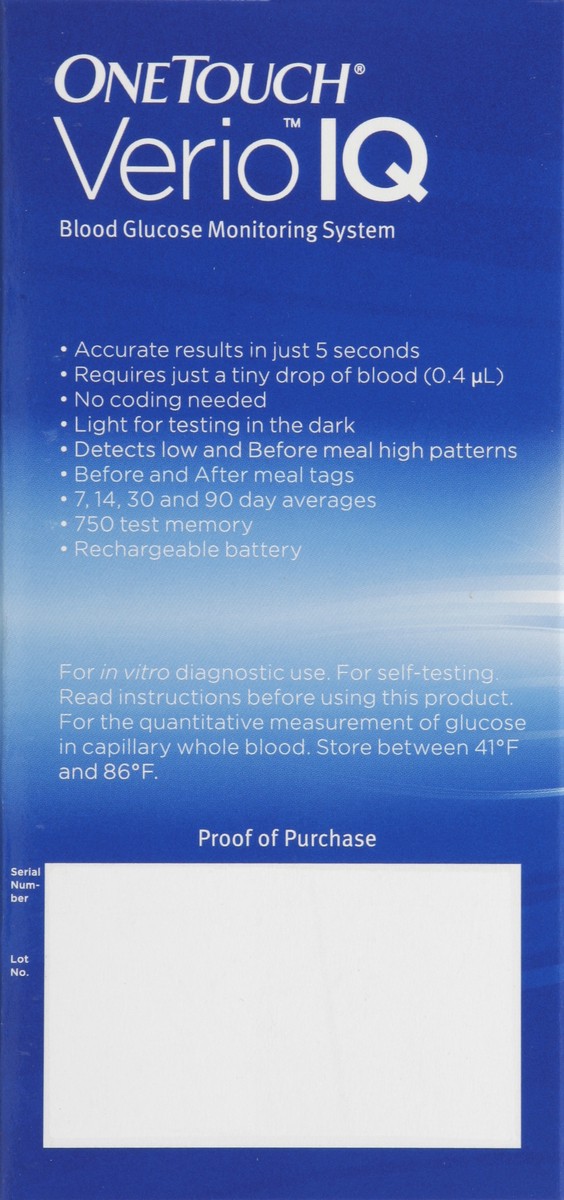 slide 3 of 6, OneTouch Verio IQ Blood Glucose Monitoring System, 1 ct