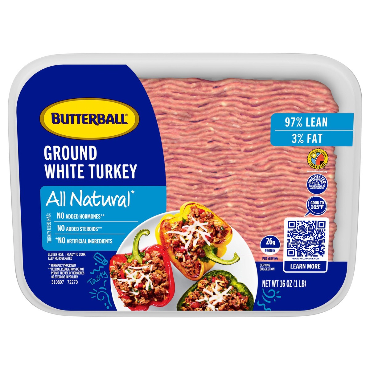 slide 2 of 4, Butterball Ground Turkey White, 1 lb