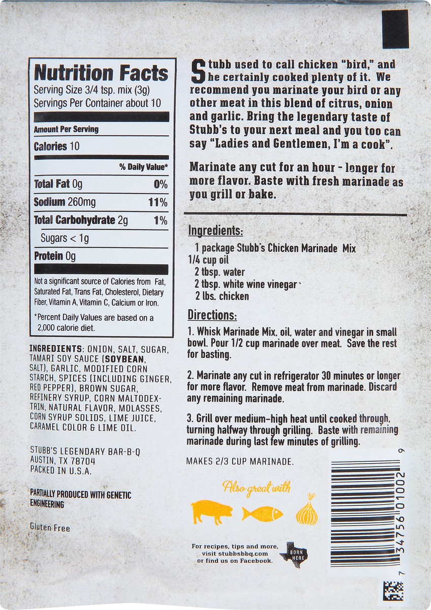 slide 6 of 8, Stubb's Citrus & Onion Chicken Marinade Mix, 1 oz, 1 oz