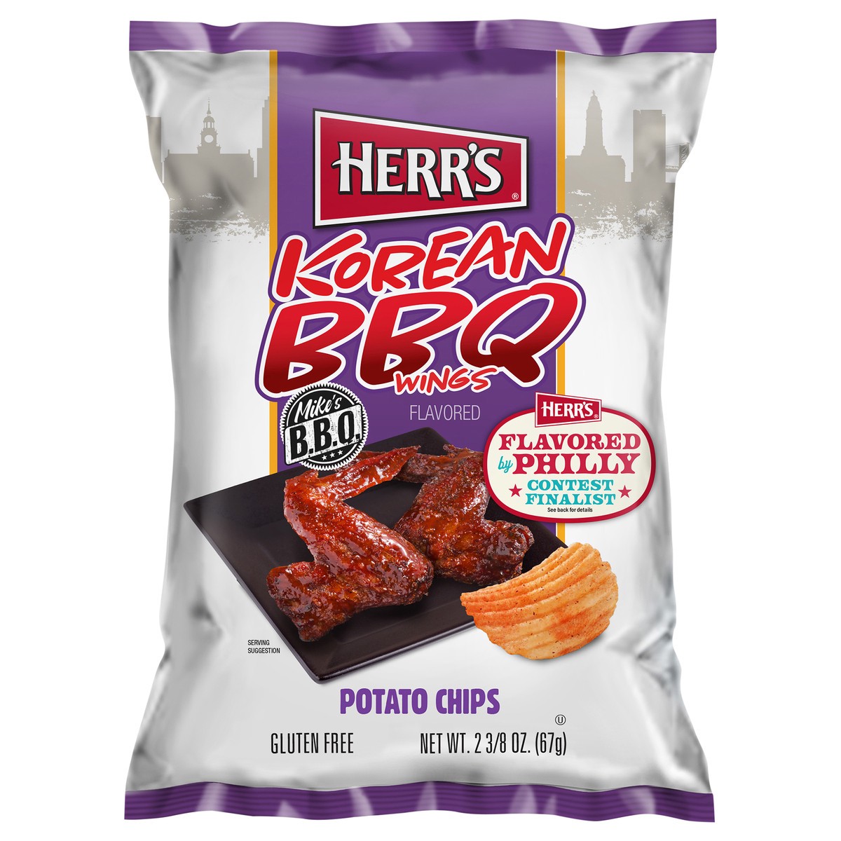 slide 7 of 12, Herr's Korean BBQ Wings Flavored Potato Chips 2.37 oz, 2.37 oz