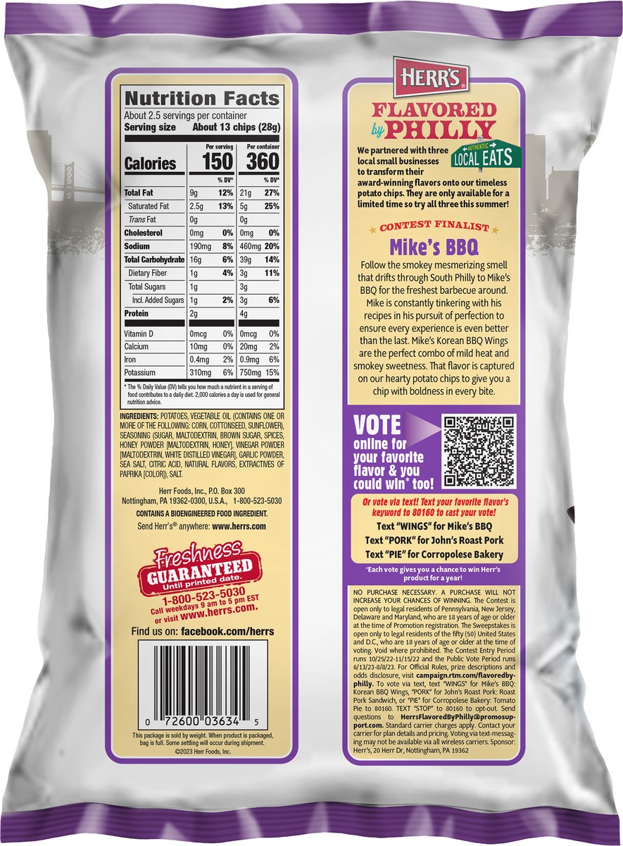 slide 5 of 12, Herr's Korean BBQ Wings Flavored Potato Chips 2.37 oz, 2.37 oz
