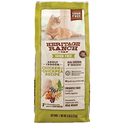 slide 1 of 1, H-E-B Heritage Ranch Dry Cat Food Grain Free, Chicken & Chick Pea, 6 lb