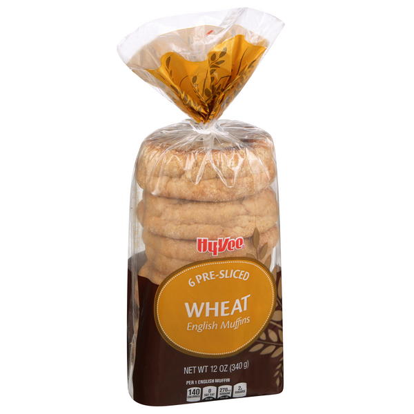 slide 1 of 1, Hy-vee Wheat English Muffins, 6 ct; 12 oz