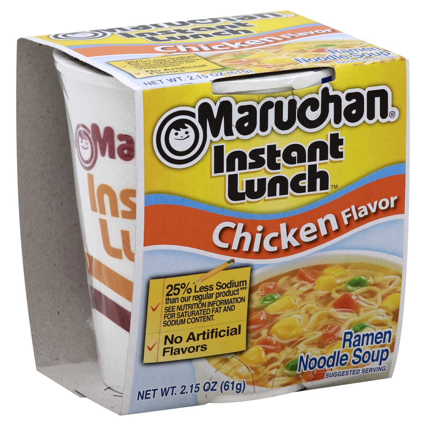 slide 1 of 8, Maruchan Chicken Flavor 35% Less Sodium Ramen Noodle Soup, 2.15 oz