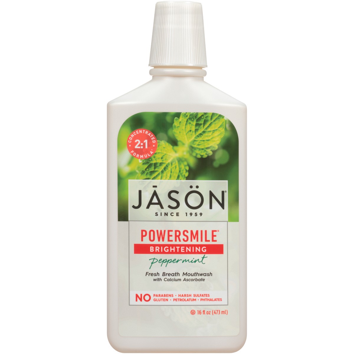 slide 7 of 8, Jason JĀSON PowerSmile Brightening Peppermint Fresh Breath Mouthwash 16 fl. oz. Bottle, 16 fl oz