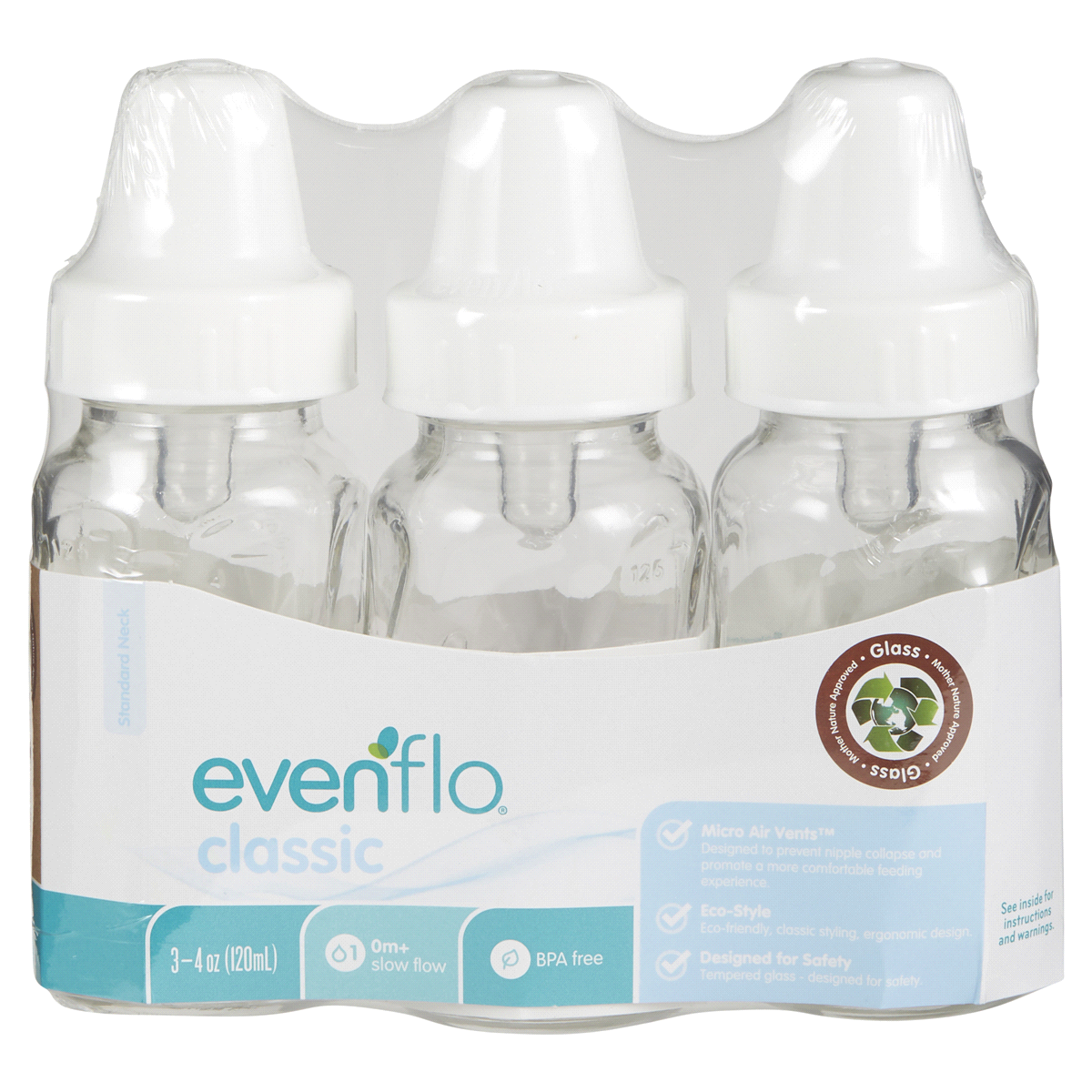 slide 1 of 2, Evenflo Classic Glass Bottles, 3 ct