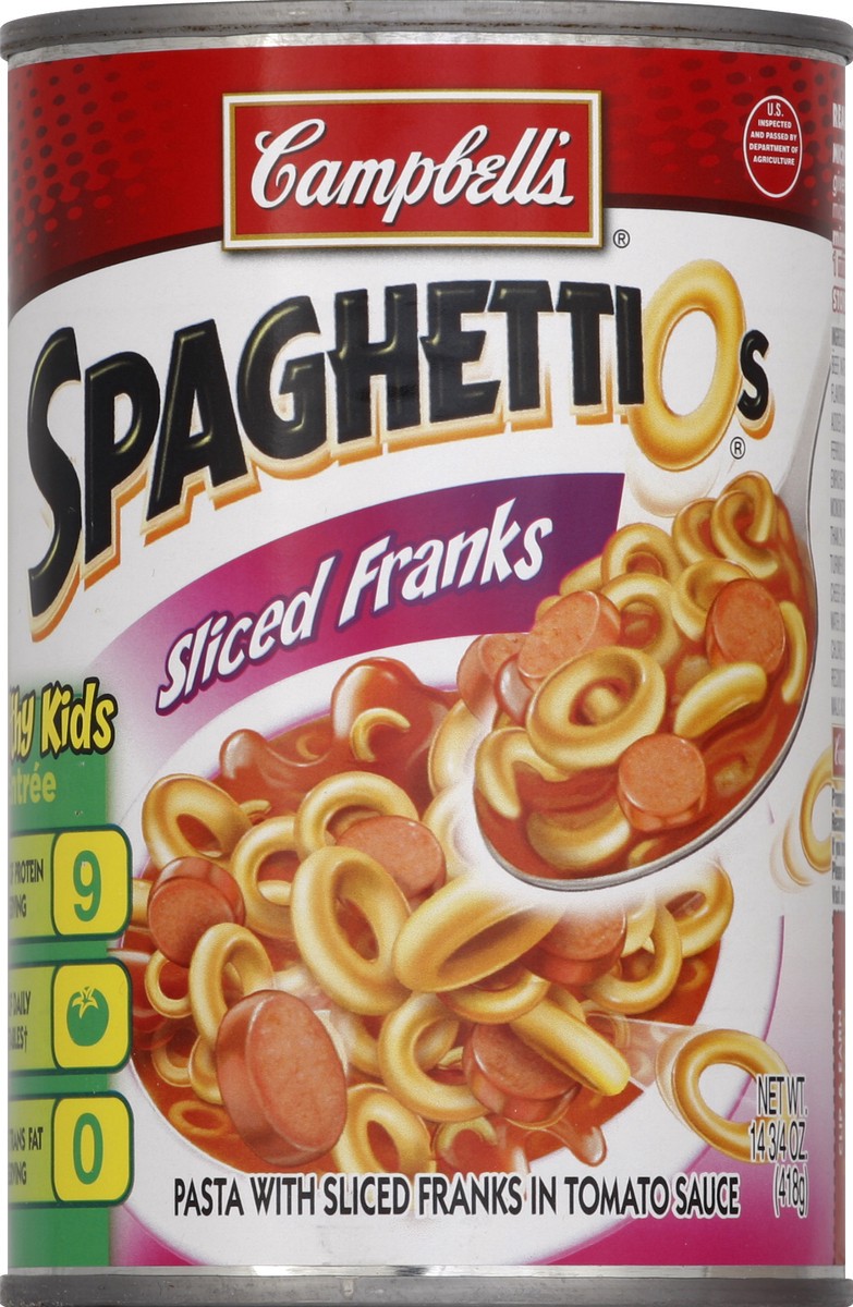 slide 2 of 2, Campbell's SpaghettiOs with Sliced Franks, 14 oz