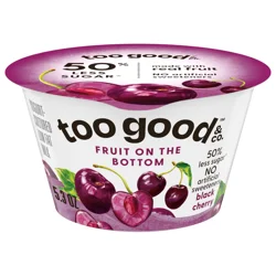 Too Good & Co. Fruit on the Bottom Black Cherry Yogurt-Cultured Low Fat Milk Product, Smooth and Creamy Adult Snacks with Real Fruit, 5.3 oz Cup