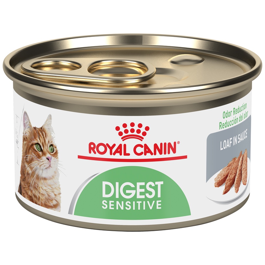 slide 1 of 7, Royal Canin Feline Health Nutrition Digest Sensitive Loaf in Sauce Canned Cat Food, 3 oz