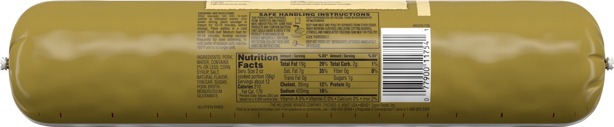 slide 6 of 8, Jimmy Dean Premium Pork Regular Breakfast Sausage Roll, 32 oz, 907.18 g