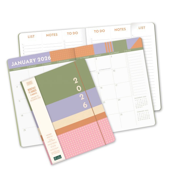 slide 4 of 9, Orange Circle Studio 2026 Orange Circle Studio Just Right Monthly Planner, 9-3/4"" x 7-1/2"", Color Block, January To December, 26358, 1 ct