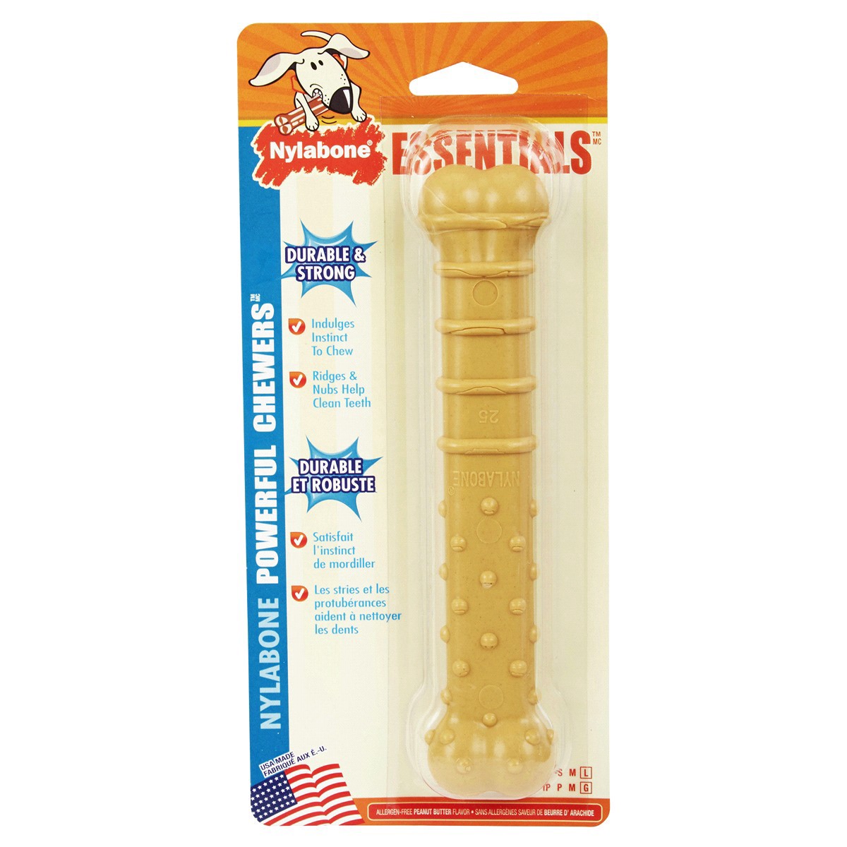 slide 1 of 5, Nylabone Essentials Power Chew with Nubz Peanut Butter, 1 ct